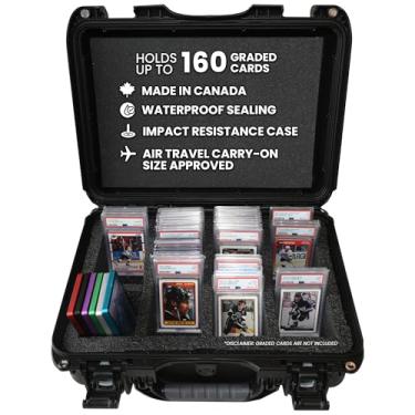 Imagem de Graded Card Storage Box – Impact-Resistant Case Holds 160 Cards, 4 Rows, TSA Padlock Eyelets, Air Travel Carry-On Approved – Ideal Slab Case for Graded Cards, Sports Cards & Trading Card Storage