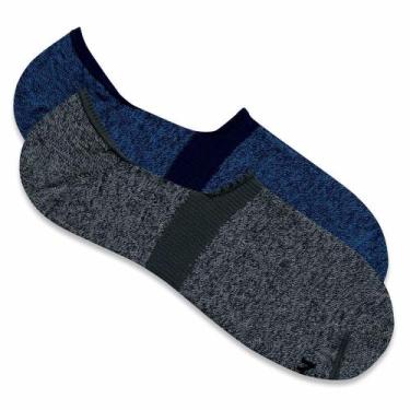 Imagem de Kit Meia Super Invisível Mash 2 Pares Algodão Sem Cano, Azul marinho, 