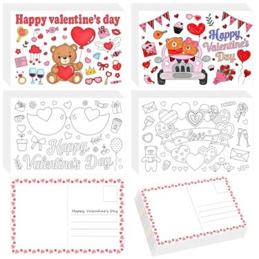 Imagem de Sereliy 100 Pcs 100th Days of School Craft Kit Color Your Own Cards Greeting Activities DIY Happy 100th Days Postcards for School Kindergarten Party Supplies (Valentine)