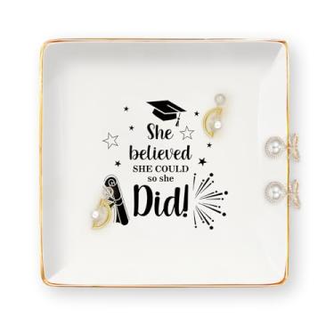 Imagem de Presentes de formatura para ela 2026 - Bandeja de joias de cerâmica prato de bijuteria prato bugiganga enfermeiras professores faculdade mestrado graduação incentivo presentes inspiradores para amigas