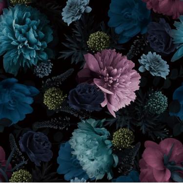Imagem de Stickyart Papel de parede floral escuro Moody Peel and Stick Gothic Peony Floral Papel de parede impermeável Boho Vintage para paredes de banheiro Papel de contato de flores preto azul roxo para