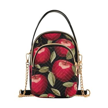 Imagem de GAIGEO Bolsa de ombro de morango com zíper, bolsa transversal feminina, bolsa de ombro de viagem para mulheres, Frutas de maçã vermelha - 5, One Size