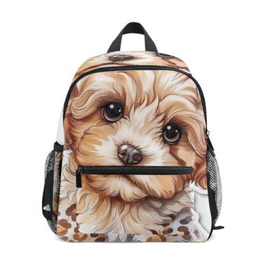 Imagem de GAIGEO Cute Dog Poodle Puppy Mini Backpack for Kids Baby Boy Backpack with Front Pocket, Safety Whistle for Ages 3-8