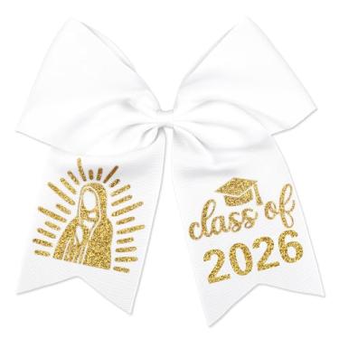 Imagem de Balterever Class of 2025 Graduation Cap Bow Bow Graduation Decorations for Cap Our Lady of Guadalupe Class Of 2025 Graduation Cap Bow Decoration White Graduation Bow for Cap Decorations for Graduation