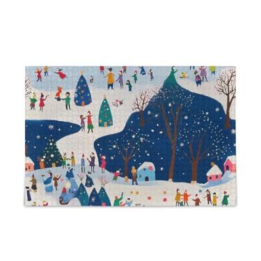 Imagem de Quebra-cabeças festivos de Natal de 1000 peças, composto de papel e madeira, quebra-cabeças engraçados para adultos com suporte de letras