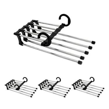 Imagem de Cabide Dobravel Multiuso 5 Em 1 Organizador Calças Kit 4 Unidades - Rm