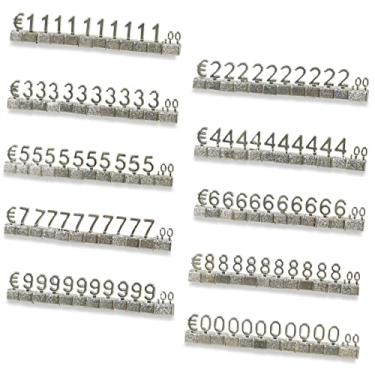 Imagem de Boxonly 100 peças etiqueta de preço digital EUR € preço 3D prateleiras de metal kit cubo ajustável etiquetas para joias relógios loja escritório exibição prata