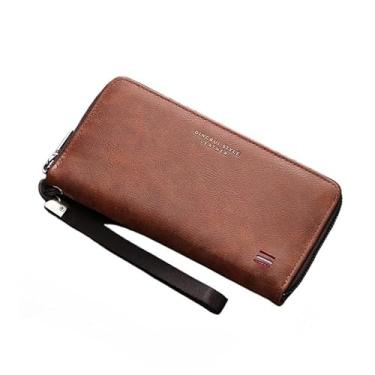 Imagem de Carteira masculina, carteira minimalista de couro PU para homens e meninos, carteira masculina de grande capacidade, carteira fina para cartões bancários, cartões de identificação, dinheiro, recibos