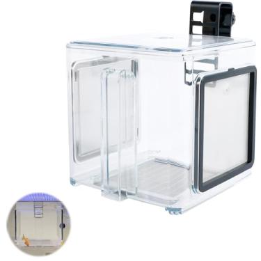 Imagem de Caixa de reprodução de peixes, caixa transparente de isolamento de peixe, incubadora, incubadora suspensa com tampa de malha removível para camarão recém-nascido 15 x 15 x 15 cm