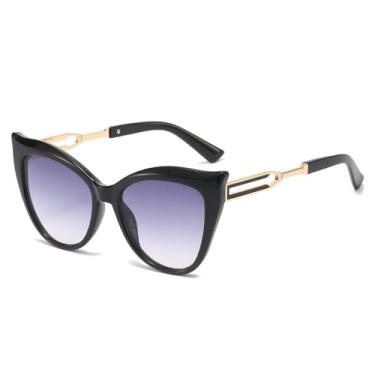 Imagem de Óculos de Sol UV400 - Olho de Gato Oversized com Lentes Degradê para Homens e Mulheres, Esportivos, ao Ar Livre, Corrida e Ciclismo, Preto e Cinza