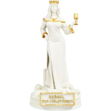 Imagem de Estátua Pombagira Rainha do Cemitério Imagem Umbanda Candomblé (Cor Mármore Dourado)