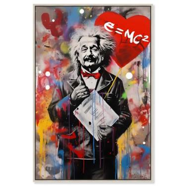 Imagem de Art Remedy Arte pop de graffiti em tela Genius Love, moldura prateada, 25,4 cm x 38,1 cm