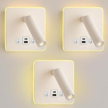 Imagem de Kit 3 Arandela Parede Leitura Flexível Led Usb E Usb-C Bet98 - Acienda
