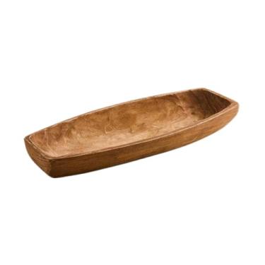 Imagem de Generic Tigela de madeira para massa, decoração de mesa, organizador de frutas, tigela decorativa rústica, bandeja porta-velas para cozinha e sala de jantar.