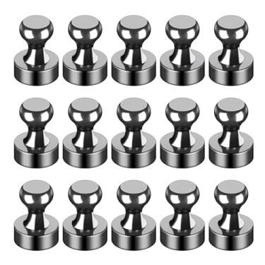 Imagem de Ímãs de pino fortes, 20 peças de ímãs de quadro branco e geladeira para escritório, cozinha, escola - quadro apagável a seco, geladeira, mapas, acessórios para quadro de avisos, preto