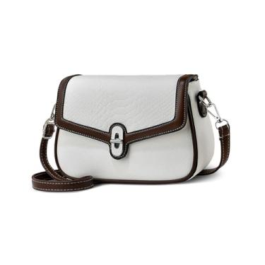 Imagem de NICOLE & DORIS Mini bolsa de ombro feminina vintage bolsa transversal de couro PU pequena bolsa lateral, Branco, Large