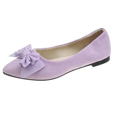 Imagem de Tênis feminino fashion casual primavera cor doce cor sólida flor multicolorida ponta plana tamanho grande sapatos de tecido material de malha, Roxa, 34