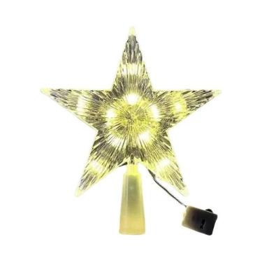 Imagem de Estrela De Natal LED Brilhante De 15cm, Topper Transparente Em Forma D