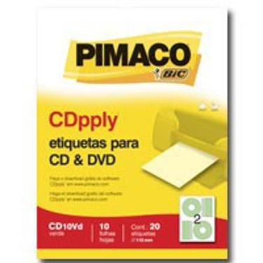 Imagem de Etiqueta Para Cd E Dvd Verde 20 Etiquetas 10 Folhas - Gna