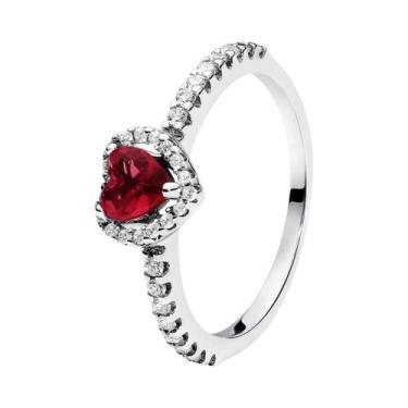 Imagem de Anel De Noivado E Casamento Feminino Em Prata Esterlina 925 Com Coraçã