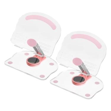 Imagem de PATIKIL Suporte de acrílico para tablet, 2 peças, ajustável, dobrável, portátil, transparente, com base giratória de 360 graus para mesa, casa, escritório, presentes femininos, rosa