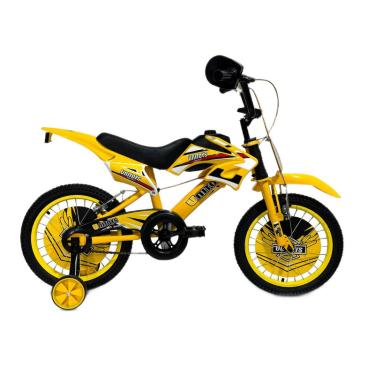 Imagem de Bicicleta Moto Cross Amarela Aro 16 com Rodinhas e Paralamas
