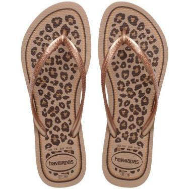 Imagem de Chinelo Havaianas Slim Animals - Animal Print Coleção 2025, Rose gold,
