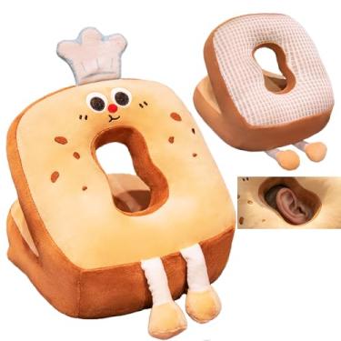 Imagem de SRXBYWS Travesseiro de piercing de orelha para pessoas que dormem de lado com orifício de ouvido para CNH e dor de ouvido, inflamação no ouvido, feridas de pressão, design fofo de desenho animado