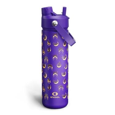 Imagem de ENCOOL Garrafa de água isolada com garrafa de água de aço inoxidável com palha, à prova de vazamento, livre de BPA, vácuo de parede dupla mantém frio por 24 horas para esportes, viagens, escola (737 g
