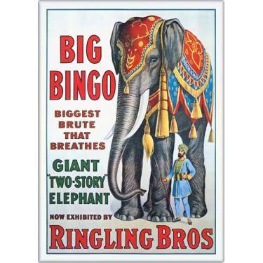 Imagem de Ringling Bros. Big Bingo The Elephant Vintage Circus Poster Reprodução - ímã retangular de 6,3 cm x 8,9 cm