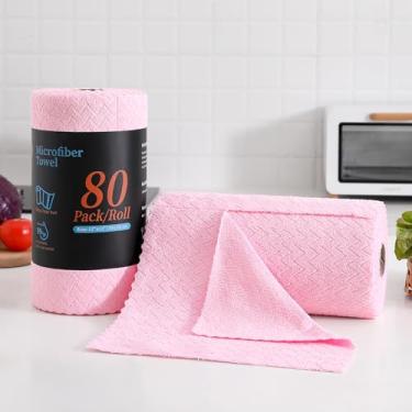 Imagem de Tigona Pacote com 80 panos de limpeza de microfibra, toalhas de papel reutilizáveis de 30,5 x 30,5 cm, panos de prato absorventes para cozinha doméstica, panos de lavagem, panos sem fiapos para