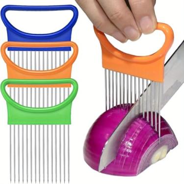 Imagem de Aço inoxidável – Cortador de fixação para fatiar – Tenderizador de inserção de cebola – Garfo amaciador de carne – Cortador triturador (verde)