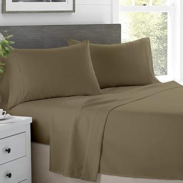 Imagem de SKY BEDDINGS Jogo de lençol Queen Size – 100% algodão egípcio – 600 Therad Count Queen com bolso profundo de 40,6 cm – 4 peças de lençóis de luxo Queen Size – Macio, tecido de cetim refrescante