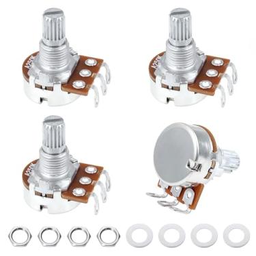 Imagem de Banworks Metric M8 Thread A250K Mini Potenciômetros de alumínio 18 estrias divididas (comprimento de 15 mm) Potenciômetros de guitarra elétrica cônica de áudio para Squier, Epiphone, Ibanez, ESP