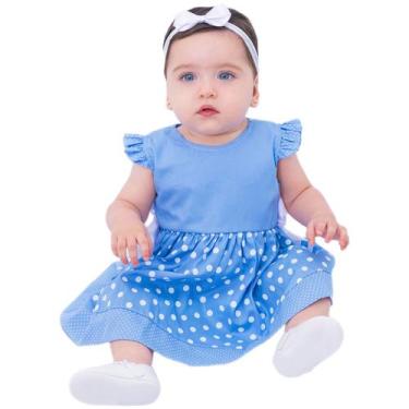 Imagem de Vestido de Bebê Roupa Menina Infantil Com Tiara 100% Algodão  Minnie A