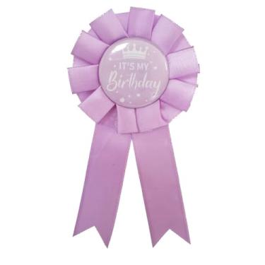 Imagem de Broche feminino It's My Birthday com fita de gorgorão de cetim colorido Happy Birthday Award Tinplate Badge Pin Party Jewelry, Metal, Sem Pedra Preciosa