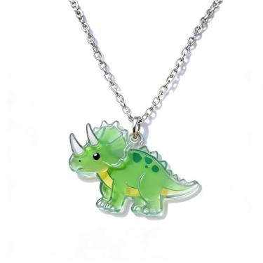 Imagem de OSCCI Colar de dinossauro pré-histórico – material acrílico elegante, formato de animal detalhado, presente moderno para amantes de animais e entusiastas da moda, Acrílico, Sem Pedra Preciosa