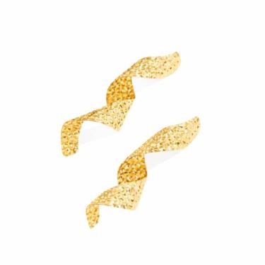 Imagem de Maxi Brincos Espiral Dourados Texturizados, Grandes, Design Torcido em Metal Dourado