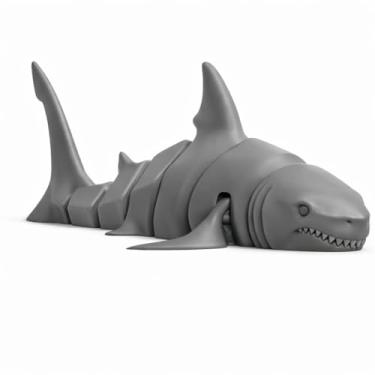Imagem de Tubarao Martelo, Shark Branco, Carpinteiro, Baleia, Golfinho, Articulado Fidget Sensorial 3D, Toy Art, Figuras Aquáticas Colecionáveis, Brinquedo Educativo Antiestresse, (Tubarão Branco)