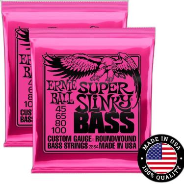 Imagem de Kit 2 Encordoamentos Baixo 4 Cordas 045/100 Ernie Ball