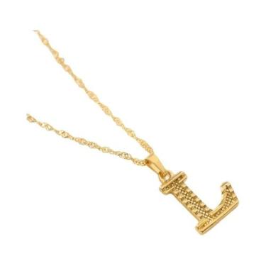 Imagem de Moda banhado a ouro 26 letras iniciais pingente onda de água corrente 