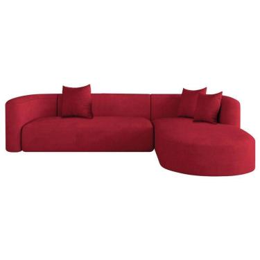 Imagem de Sofá Modular Celinne Luxuoso Sala De Estar Decoração Luxo 265cm Suede Cor Vermelho