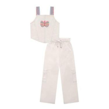 Imagem de Conjunto Infantil Menina Blusa Alças/Calça Cargo Kukiê-Feminino
