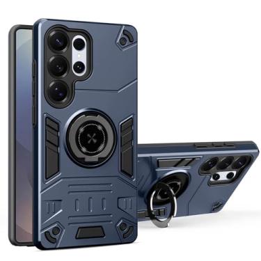 Imagem de LTLMYDAM Capa fina para Samsung Galaxy S26 Ultra/S26 Plus/S26, suporte de anel de armadura militar suporte sucção magnética montada no carro, azul, S26 Ultra