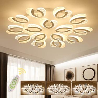 Imagem de Luminária de teto LED, lustre moderno em acrílico branco com design criativo em formato de flor, ideal para sala de estar, cozinha, quarto, lavabo e corredor. 15 lâmpadas/120W