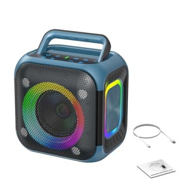 Imagem de Heayzoki Alto-falante Portátil Bluetooth 5.4, Alto-falantes Sem Fio de Alta Potência de 30 W Com Luzes RGB, Bateria Embutida de 6000mAh para Viagens de Festa (Azul)