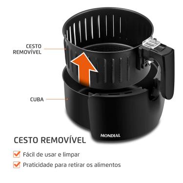 Imagem de Fritadeira Air Fryer 3,5L Mondial AF35BF Preta 127V