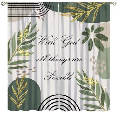 Imagem de Fblifil Cortina com versículo bíblico cristão verde sálvia boho escritura moderna citações inspiradoras tratamentos de janela boêmio motivacional para decoração de quarto e sala de estar 106,7 cm L x