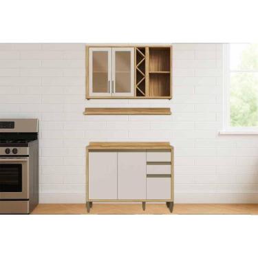 Imagem de Cozinha Modulada Ronipa 3 Peças Tempranillo C3P43 Amendoa/Off White