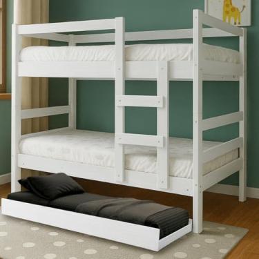 Imagem de Treliche Barreto Lonçarcci, Beliche com Cama Auxiliar, Triliche Segurança 3 Camas Solteiro 188x88cm (Branco)